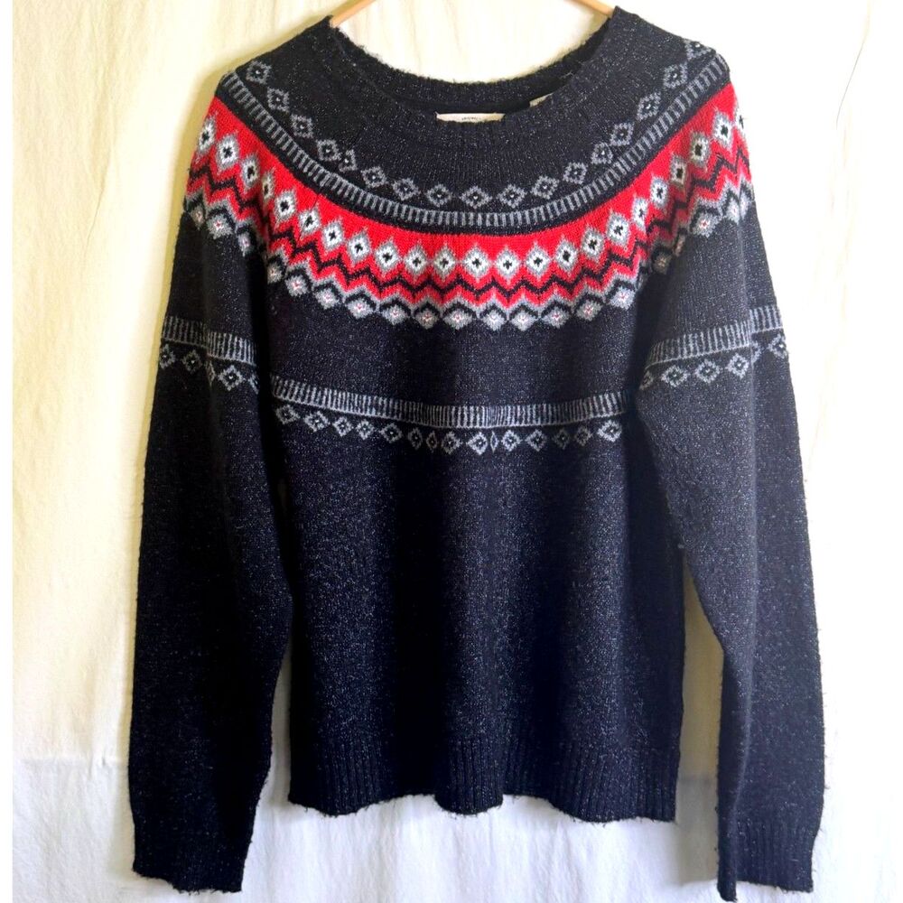 Weatherproof Vintage Fair Isle Pullover Men's Sweater Geometric On Chest Size L